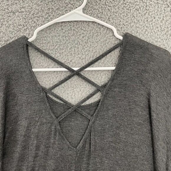 Zim & Zoe‎ Lounge Women 22/24 Gray Casual Dropped Sleeve Oversize Top - Picture 5 of 9